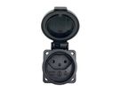 IP55 Montagesteckdose Typ 13 - Steckdose T.13 einzeln zum montieren, Klappdeckel, 250V - 10A / max. 2500W, IP55 geschützt, S+