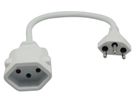 Verlängerungskabel 3-Polig - Stecker T12/Kupplung T13, 20cm H05VV-F 3G1.0mm2, Kinderschutz, weiss