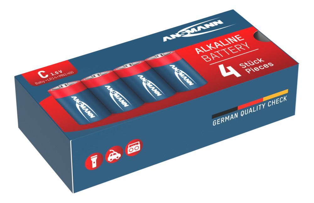 Alkaline Batterie Baby C / LR14 4er Schrumpffolie - Baby C 1,5V Alkaline Batterien - 4 Stück