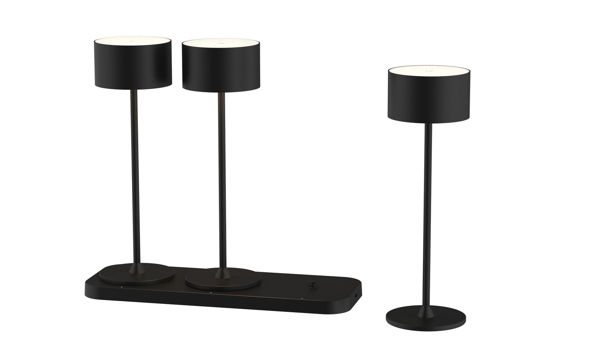 Akku-Tischleuchten 3er Set mit Ladestation TavoloLight schwarz - 3000-6500K,170lm, IP20