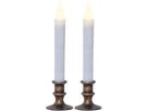 LED Dinner Kerze 2er Pack Mette - Indoor, Bronze, 23cm Höhe, Timerfunktion