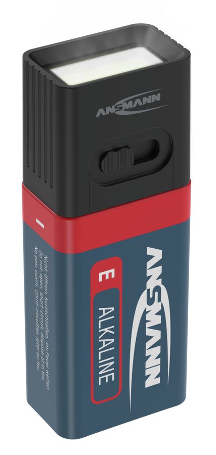 Taschenlampe COB LED-Leuchte mit 9V Batterie - 60lm, IP20, Schwarz