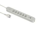 Steckdosenleiste Re:Life USB - 6x T13. 2x USB-C + 1x USB-A, 1.8m Kabel, weiss
