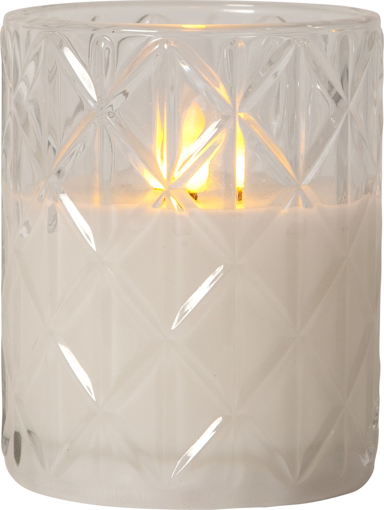Laterne Flamme Romb - Indoor, Transparent, 12.5 cm höhe, Timerfunktion