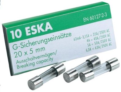 Set per fusibili fini lento chiaro - 10 Stück, 5 x 20 FST - 630 mA