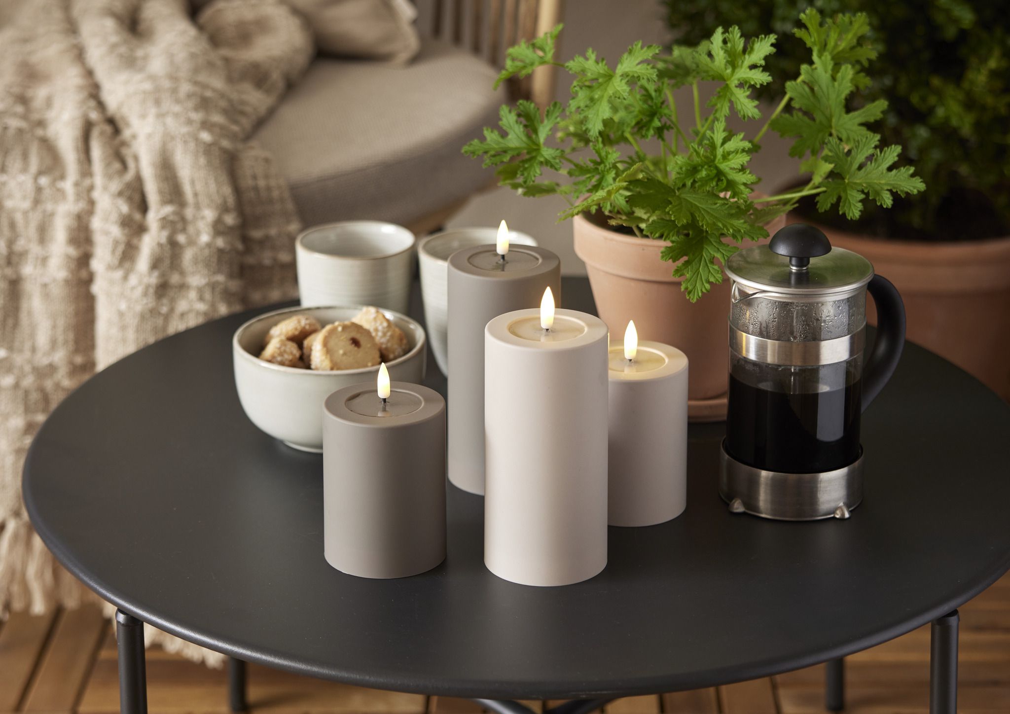 LED Pillar Kerze Flamme Soft - Indoor, Beige, 12.50 cm Höhe, Timerfunktion