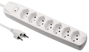 Fix Line Multiprise - 7xT13, 1.5m Kabel, H05VV-F 3G1mm2, weiss, Kinderschutz