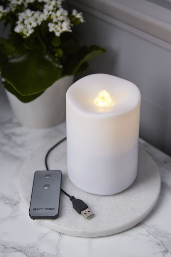 LED Pillar Kerze Water - Indoor, Weiss, 14cm Höhe, Timerfunktion