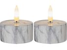 LED Teelicht 2 Pack Flamme Marble - Indoor, Grau, 6cm, Timerfunktion