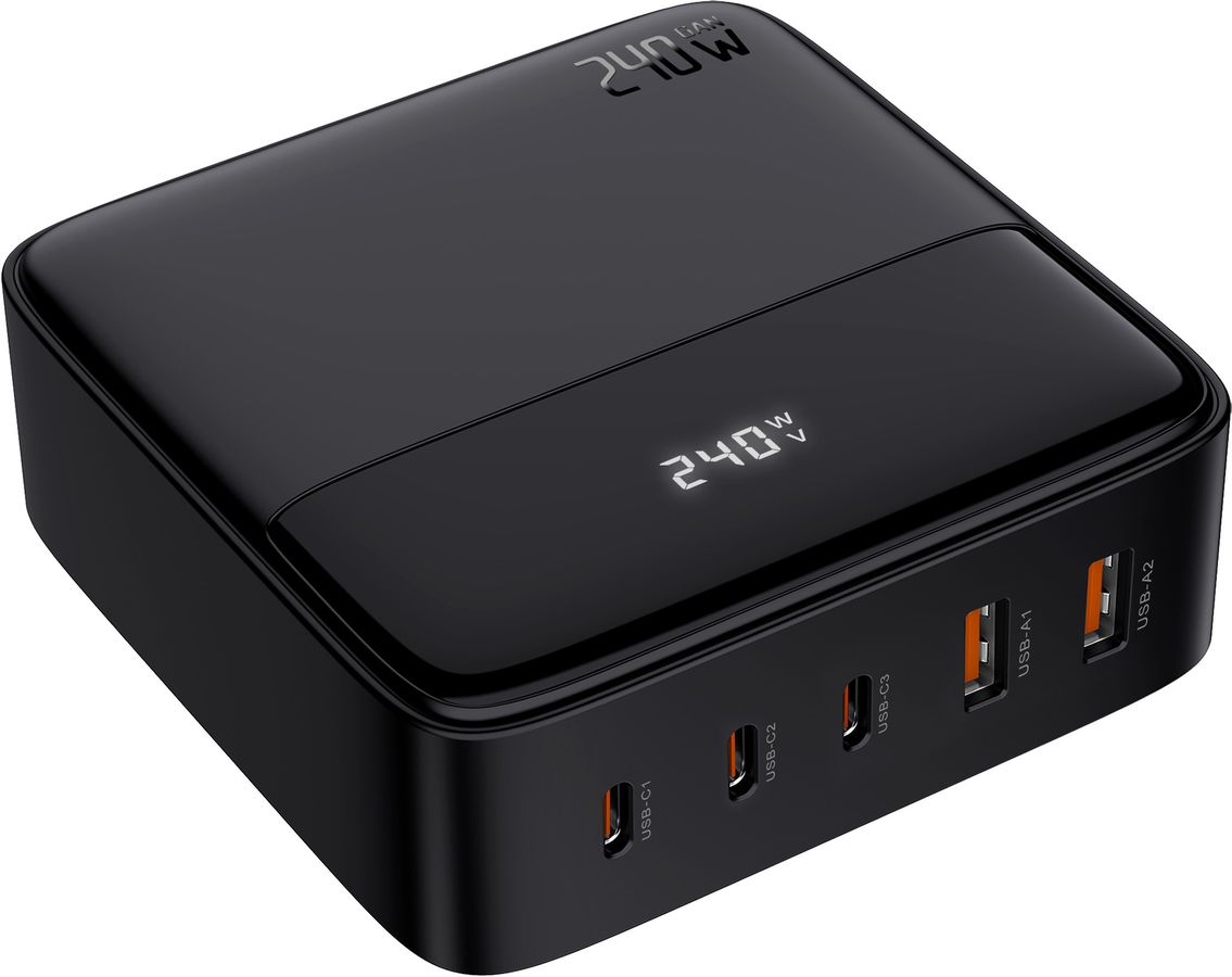 Desktop USB-Charger 240W - Out: C1: 140W PD, C2 + C3: 100W PD, A1 + A2: 60W + 1m USB-C to C Cable inkl., S+ zertifziert