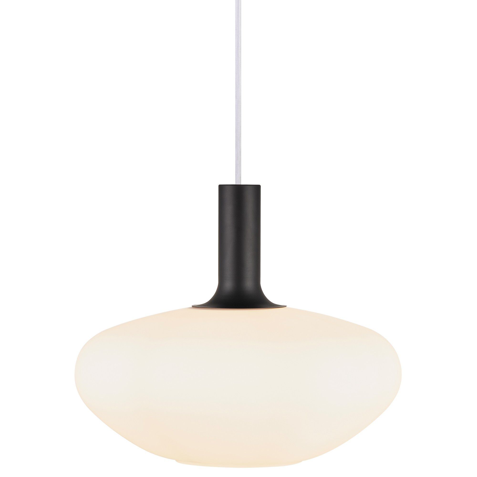 Alton 35 Pendelleuchte - E27 60W schwarz / Opalweiss glas 35cm Durchmesser