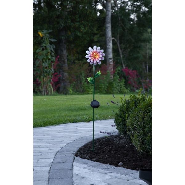 Solar Decoration Pink Daisy - IP44, Warmweiss, Dämmerungssensor