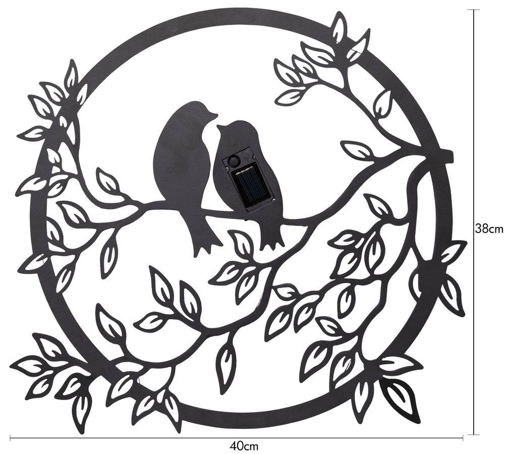 Solar Dekoration Love Birds - IP44, Warmweiss, Schwarz
