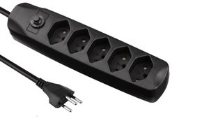 Fix Line Multipresa - 5xT13, 1.5m Kabel, H05VV-F 3G1mm2, schwarz, Kinderschutz