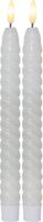 LED Dinner Kerze 2er Pack Flamme Swirl - Indoor, Weiss, 25.00 cm Höhe,  Timerfunktion