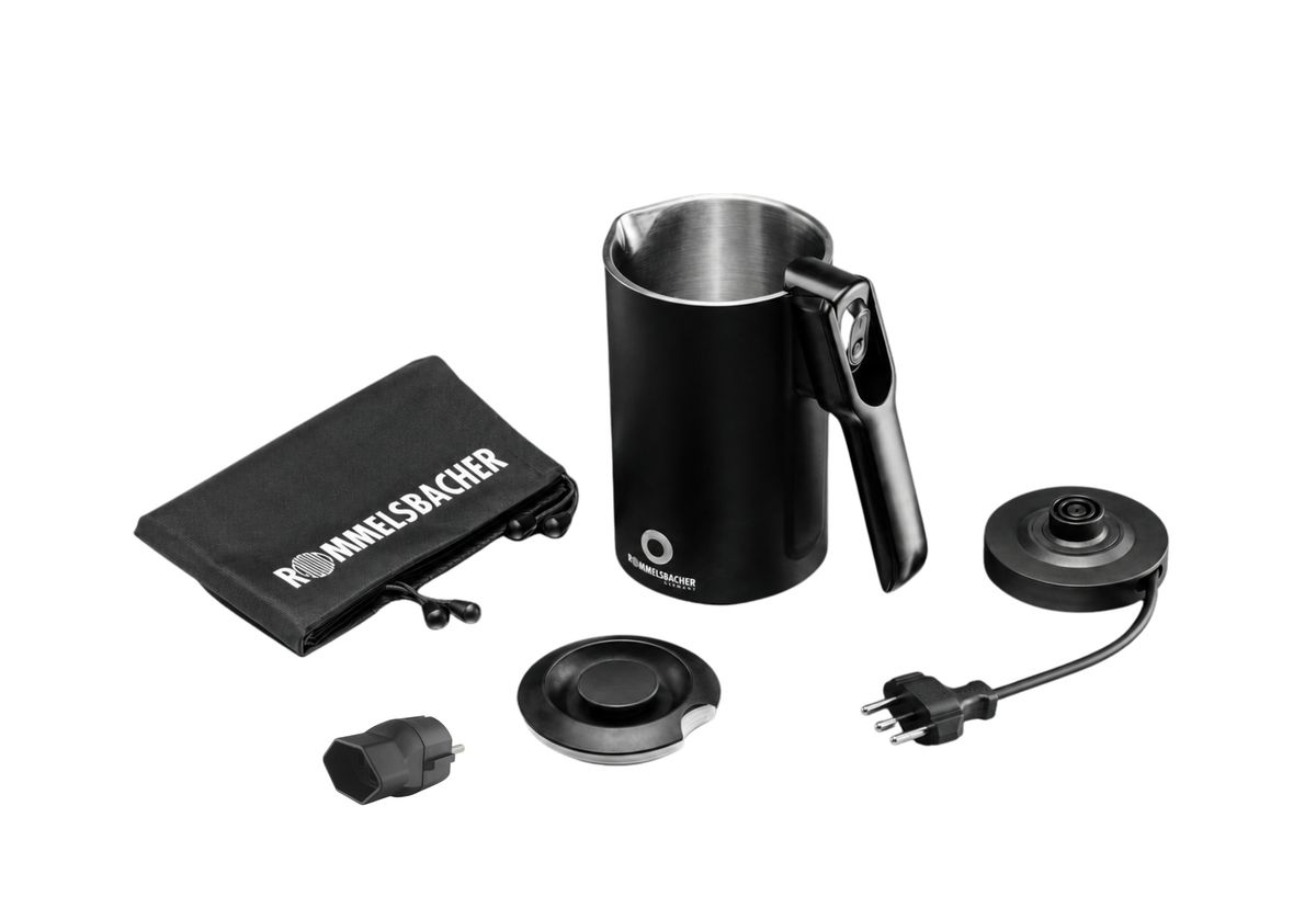 Reisewasserkocher WK 1000 Swiss Travel Edition - 0.6L, Schwarz, 1000W, CH-Stecker, inkl. CH-EU Reiseadapter