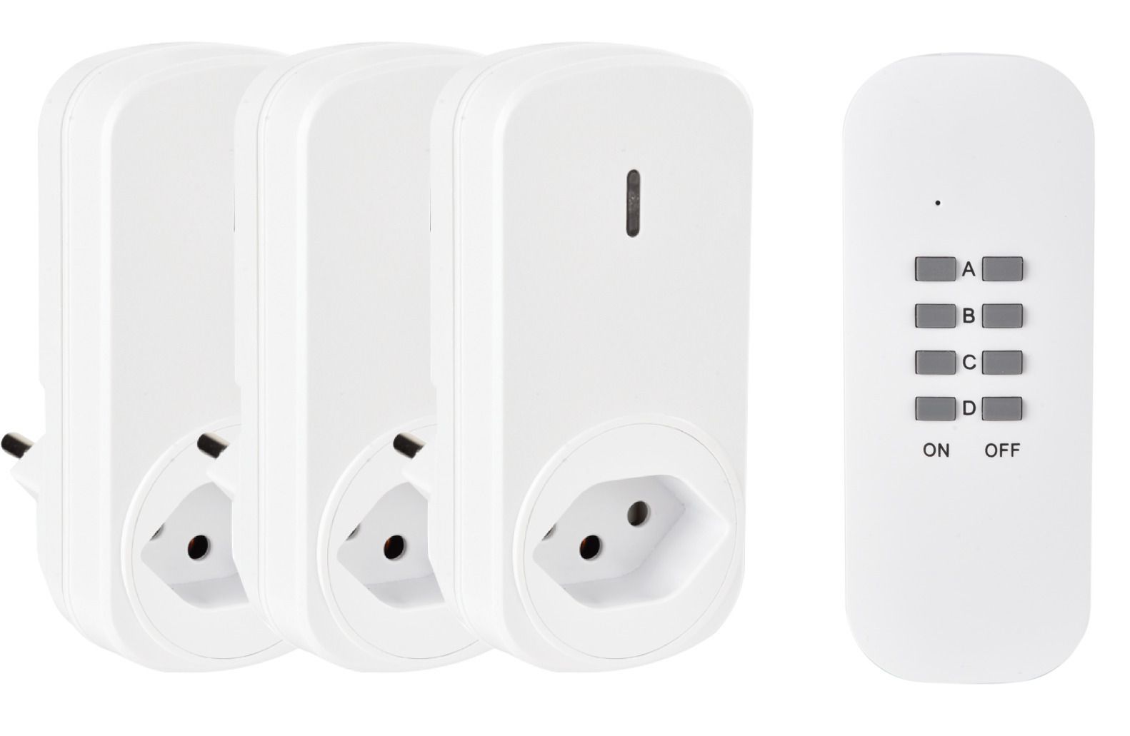 Funkschalter Set indoor - 3er Set, Indoor, 25m Reichweite, Frequenz 433.92 MHz, weiss