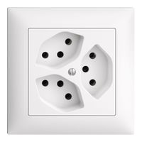 EDIZIOdue 3xT13 FMI UP mit Kinderschutz - 10A, 250V AC, L+N+PE, Mit Steckklemmen, Parallel, Einbautiefe 41 mm, FMI, weiss, IP20, 8.8x8.8cm
