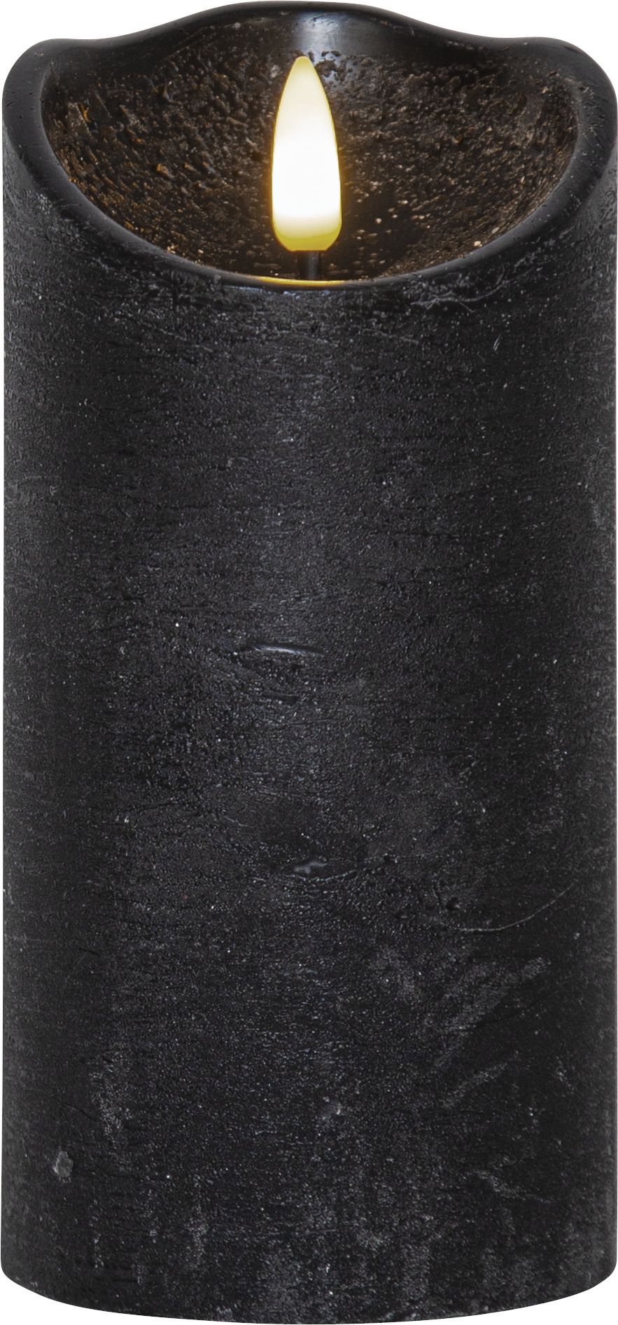 LED Pillar Kerze Flamme Rustic - Indoor, Schwarz, 15.00 cm Höhe,  Timerfunktion