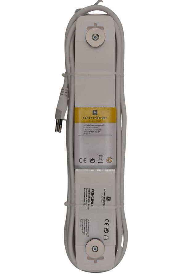 Steckdosenleiste PRINCIPIO 3xH/3xV Magnet - 6x T13 (3x horizontal / 3x vertikal), 5.0m Kabellänge, Schalter, weiss