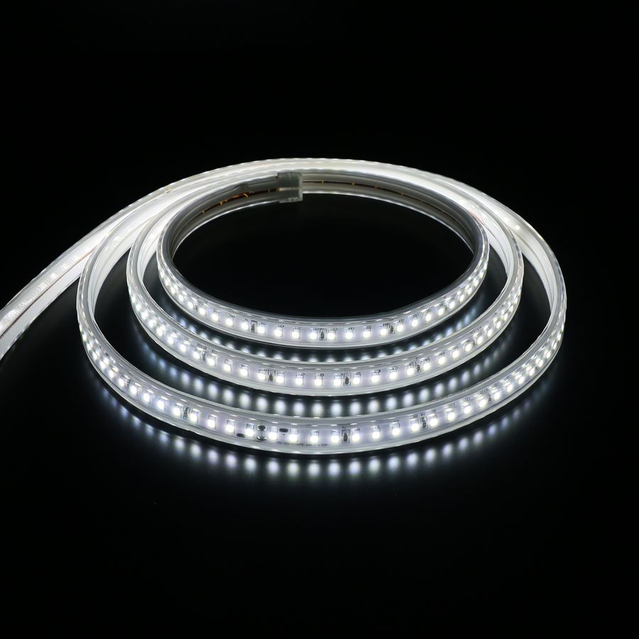 LED Lichtband FLEX 50 inkl. zwei Anschlusskabel IP55 2-polig - 250W, 15000lm, 4000K, IP65, 120°, CRI >80, transparent, kürzbar, ON/OFF, L=50000mm, B=15mm, H=7mm