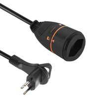 LOCKXTEND 5m - LOCK-Kupplung T13, Flachstecker T12 mit Lasche, 230V - 10A, schwarz