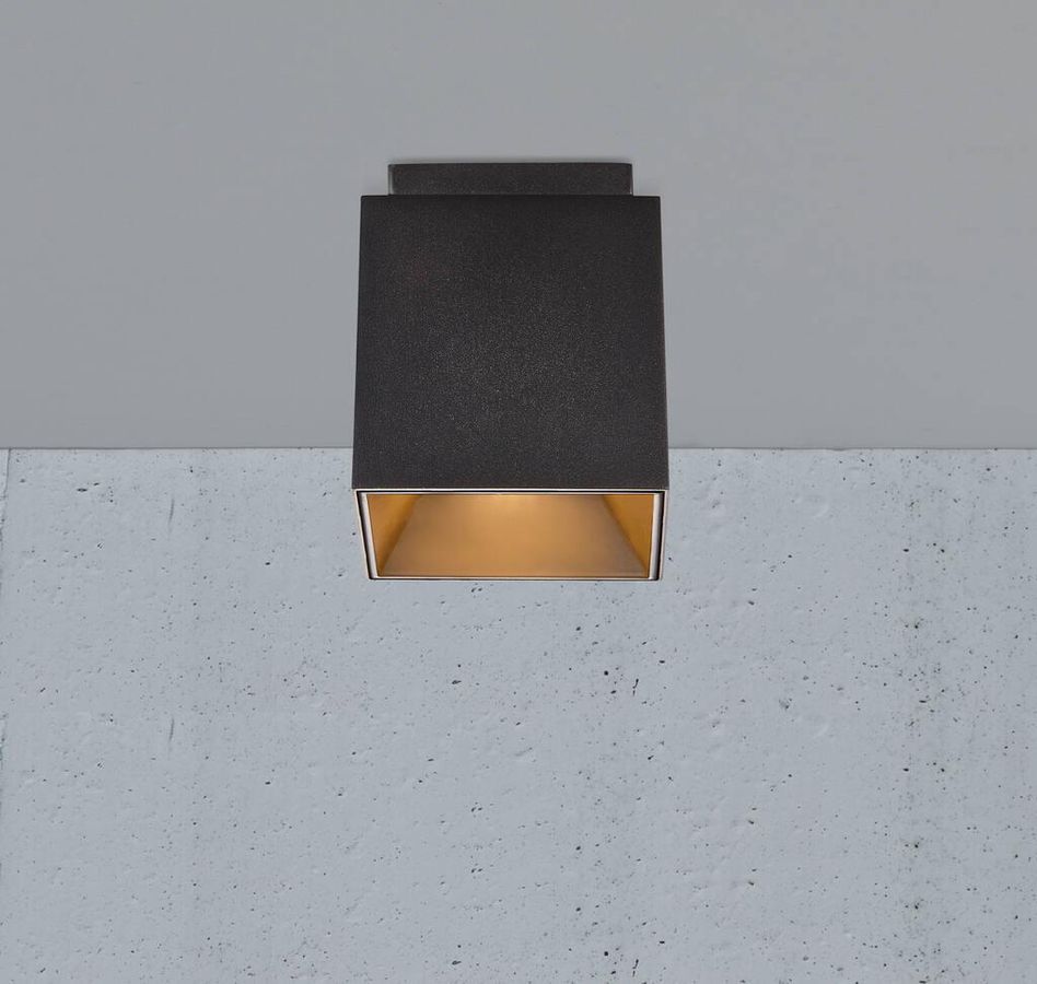 Anbauspot ETHAN - GU10 (exkl.), max. 1x10W (LED), IP20, schwarz-matt, dim. optional, L=105mm, B=105mm, H=120mm