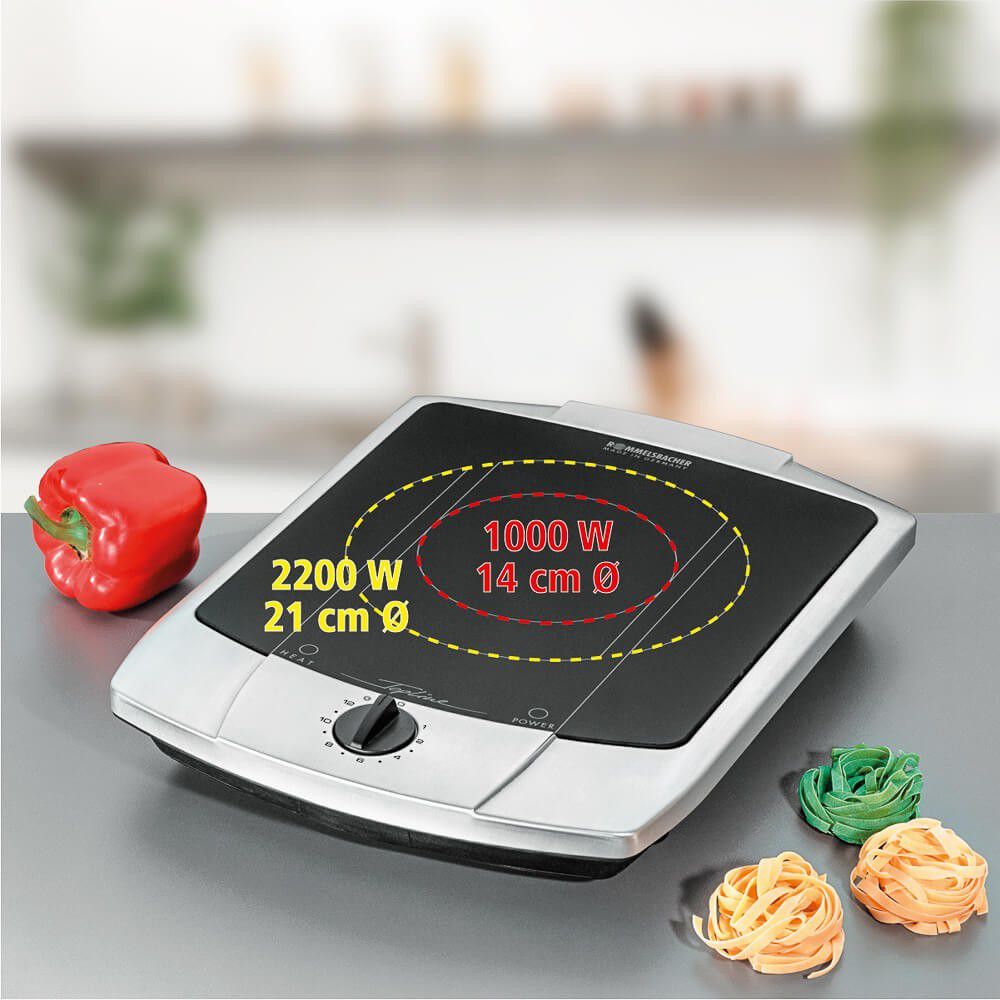 Einzelkochplatte CT 2200/E Ceran - Ceran Einzelkochtafel Switch, Edelstahl/schwarz, 2200W