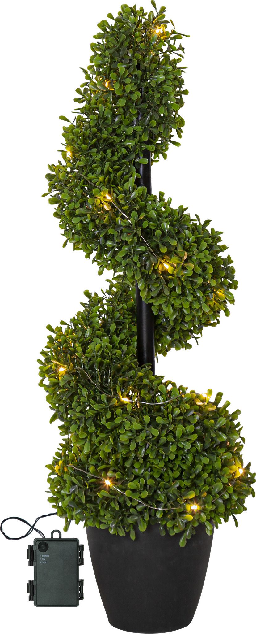 Dekorativer Baum Buxbom - grün, 20 LED's, 65 cm Höhe