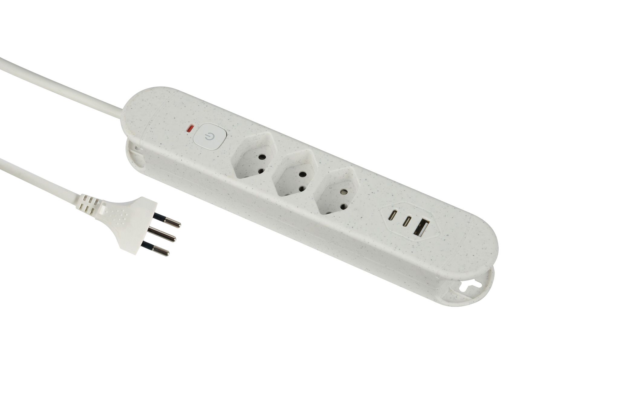 Steckdosenleiste Re:Life USB - 3x T13. 2x USB-C + 1x USB-A, 1.8m Kabel, weiss