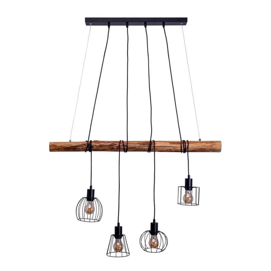 4er Pendell: WOODLAND L: ca. 100 cm - E27, IP20, 40W, 230V