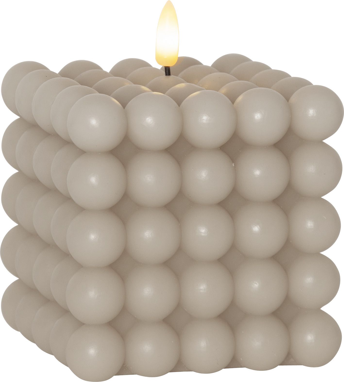 LED Pillar Kerze Flamme Dot - Indoor, Beige, 12.5 cm höhe, Timerfunktion