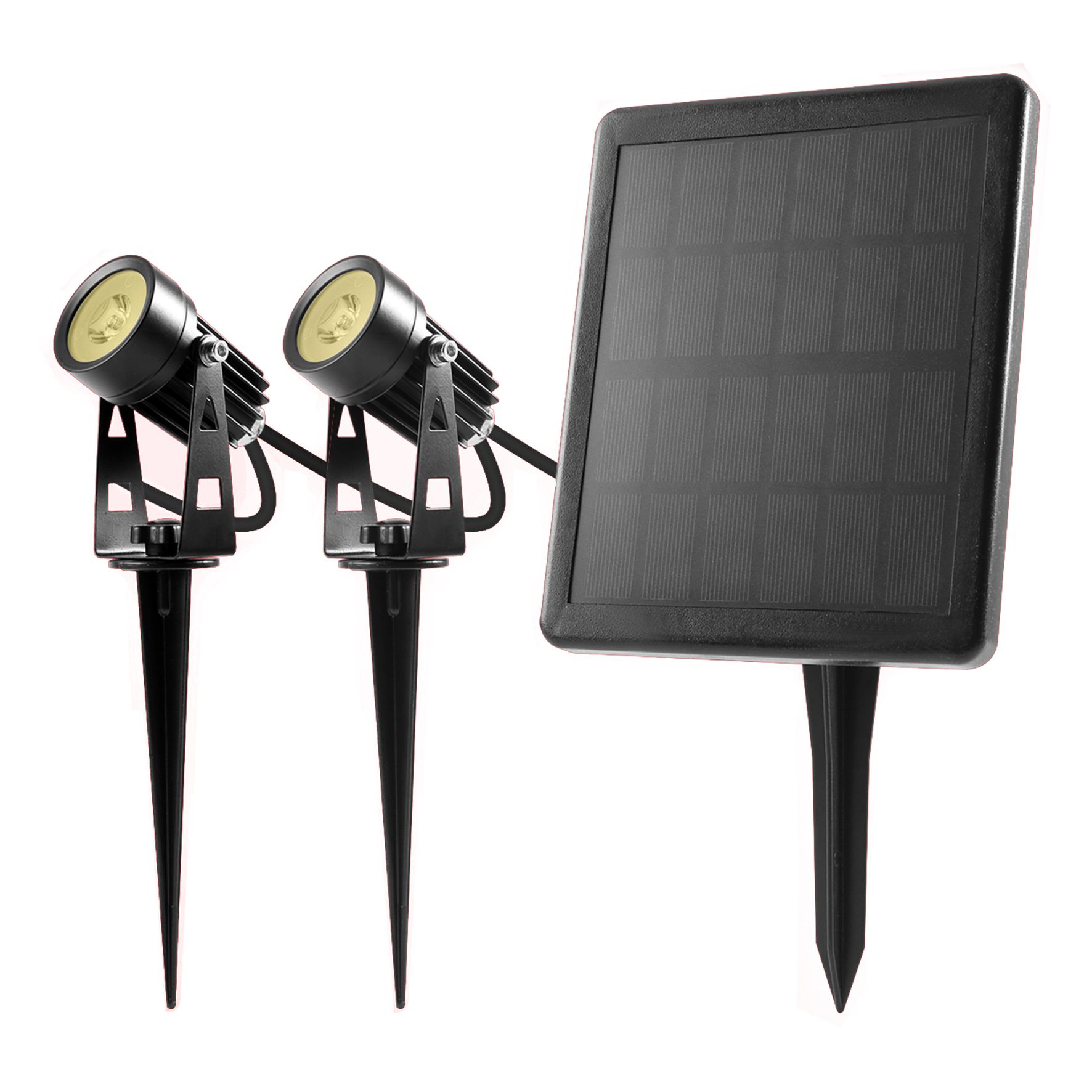 Solar-Gartenstrahler SIMON LED - IP65, 3000K, Solarpanel 6V, 5W. 70lm pro Leuchte, 2er Set, 2 x 1W