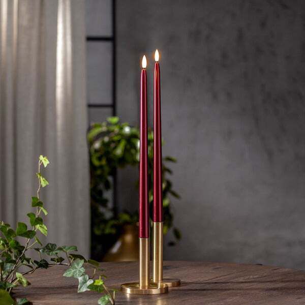 LED Dinner Kerze 2 pack Flamme Metal - Indoor, 39 cm Höhe,Timerfunktion