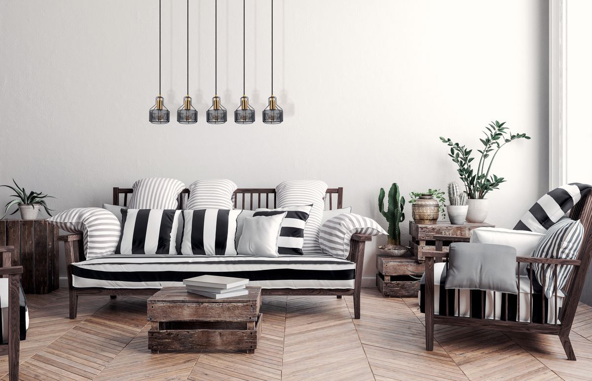 5er Pendelleuchte Foro schwarz golden - E27, 200W, IP20