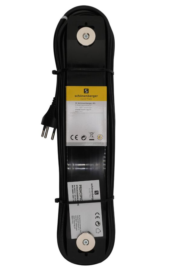 Steckdosenleiste PRINCIPIO 3xH/3xV Magnet - 6x T13 (3x horizontal / 3x vertikal), 5.0m Kabellänge, Schalter, schwarz