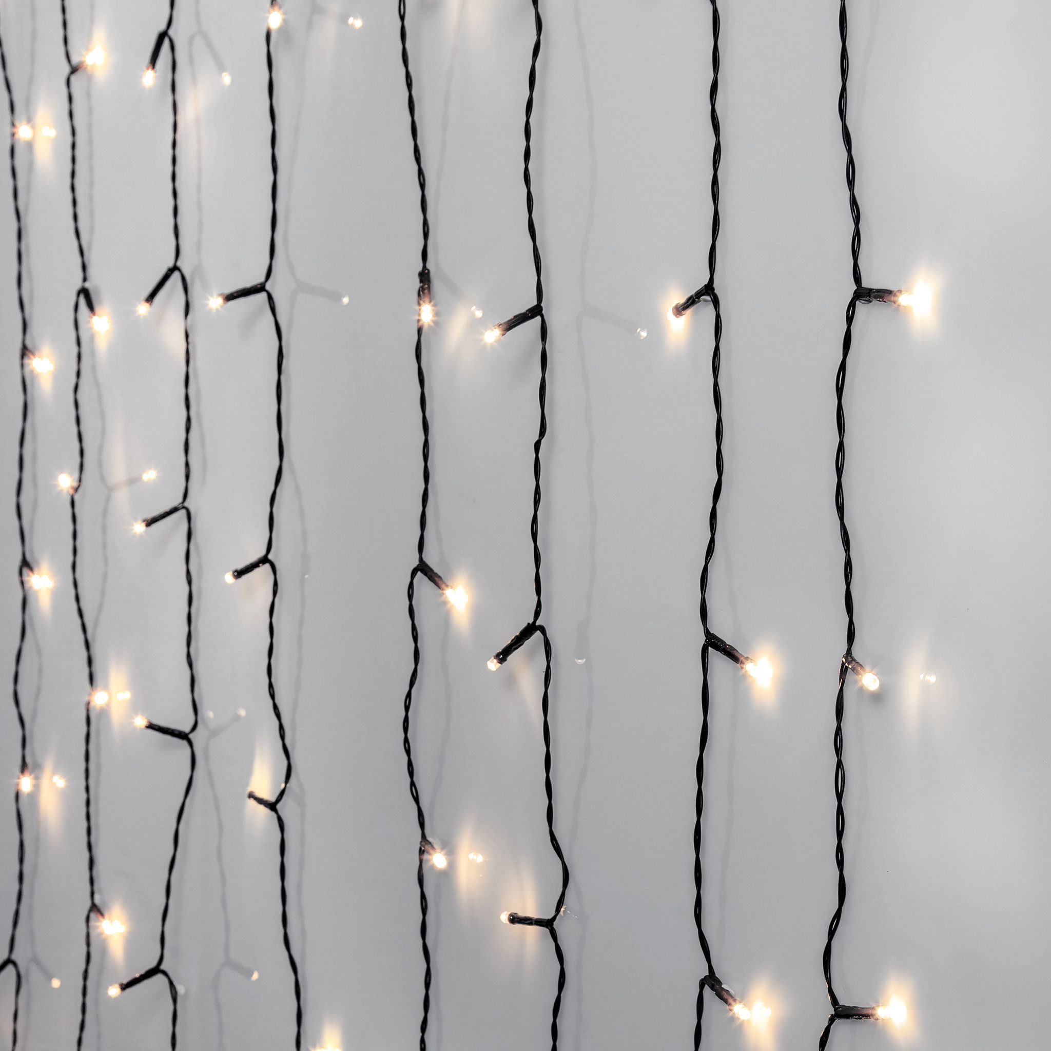LED crispy white, Vorhang, 120 LEDs - Schwarz, 3000K, 130cm x 200cm
