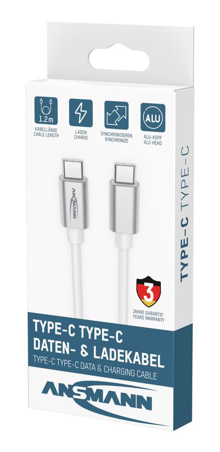 USB Typ-C zu Typ-C Daten und Ladekabel 120 cm - USB Typ-C zu Typ-C Daten und Ladekabel 120 cm