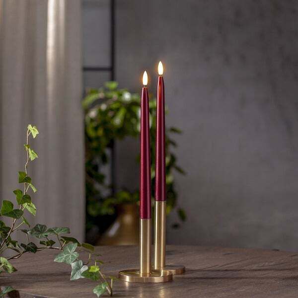 LED Dinner Kerze 2 pack Flamme Metal - Indoor, 28.5 cm Höhe,Timerfunktion