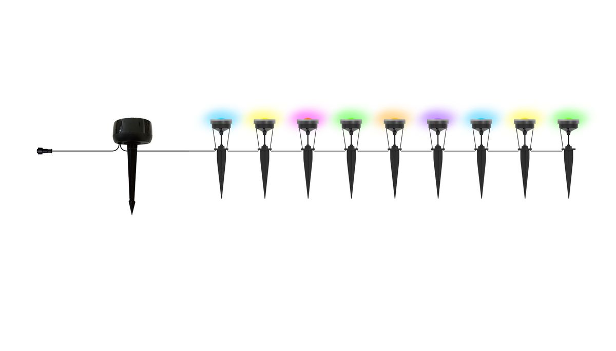 24V RGB Smart Mini Gartenspot 9x - 24V DC, 5W, IP65, 36°, anthrazit, inkl. Spike