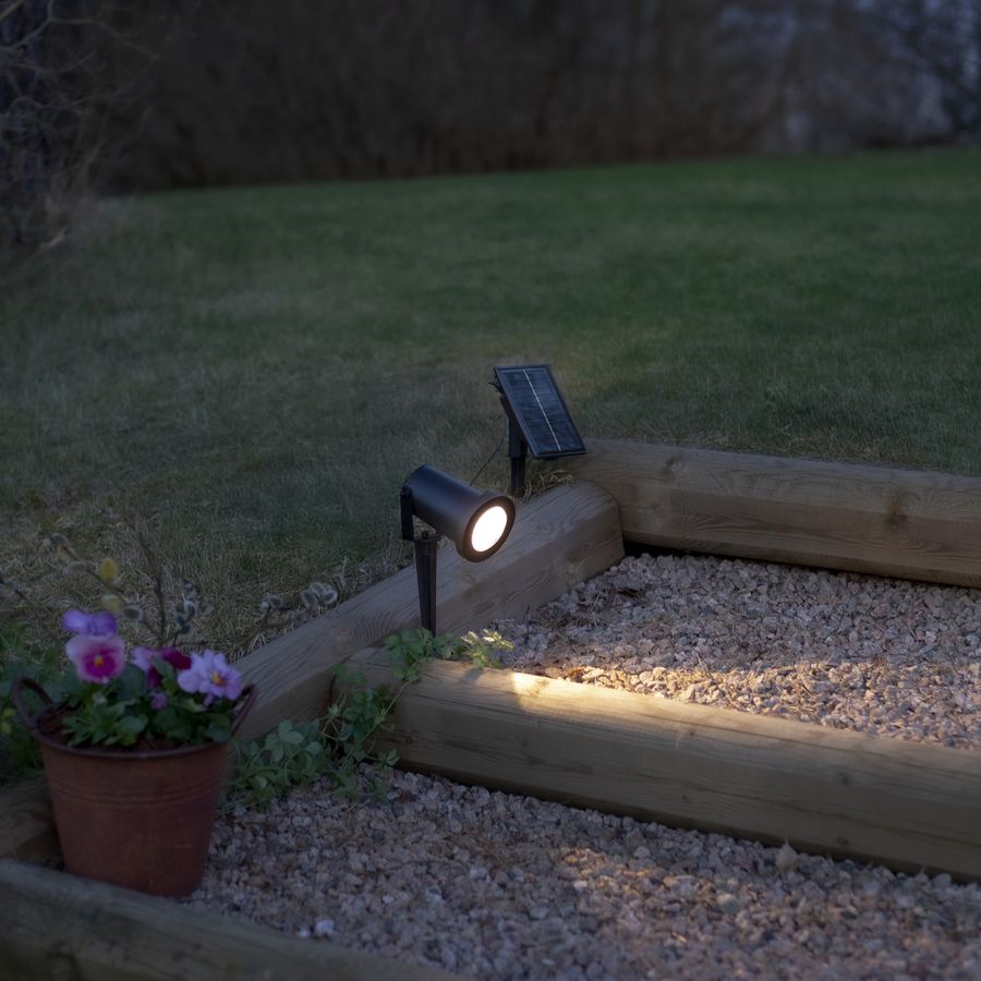 Solar Spotlight Powerspot - Indoor, Outdoor, Warmweiss, Schwarz