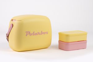 Polarbox CoolerBag gelb 6l inkl. 2 Frischhalte-Dosen gelb & rosa - Kühlbox, 6l, Vintage Design