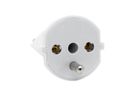 Adapteur de voyage T12 CH-Schuko, 3-pôle - Schuko nach Schweiz T12 / 3-polig, weiss, 250V / 10A, 64x45x45mm / 32g, nicht demontierbar