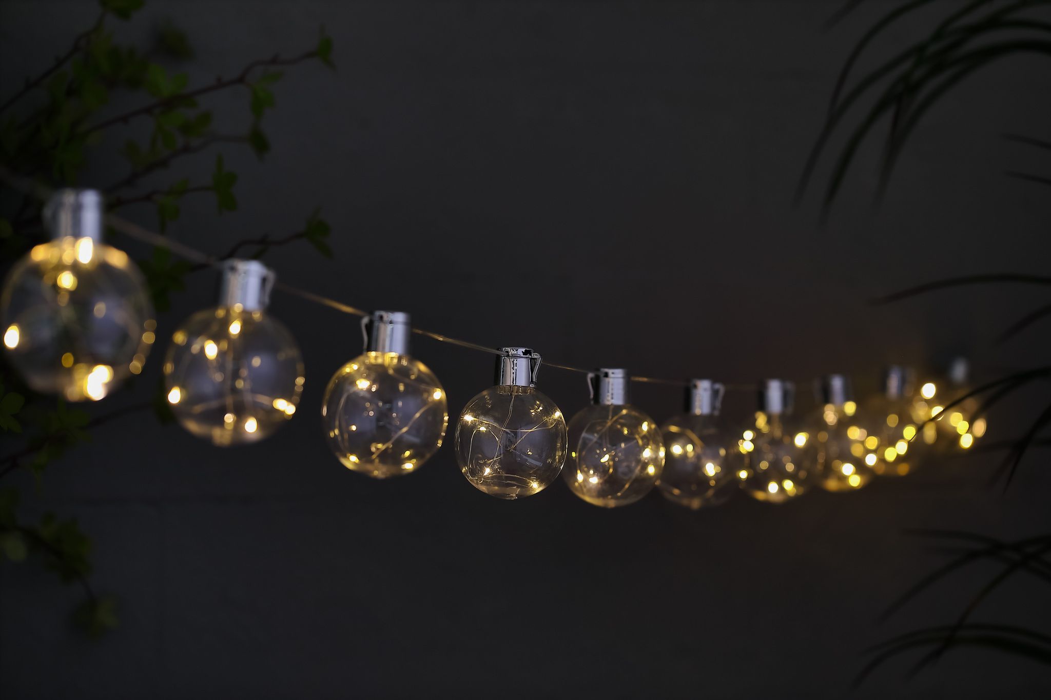 Solar/USB-C Lichterkette Crystal - Warmweiss, IP44