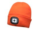LED Wollmütze orange, USB aufladbar - orange, 150lm, inkl. USB-Akku, Blister Verpackung