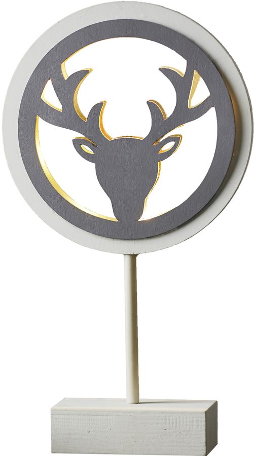Hängende Dekoration Rentier WOODWORKS - weiss / grau, warmweiss, IP20, batteriebetrieben