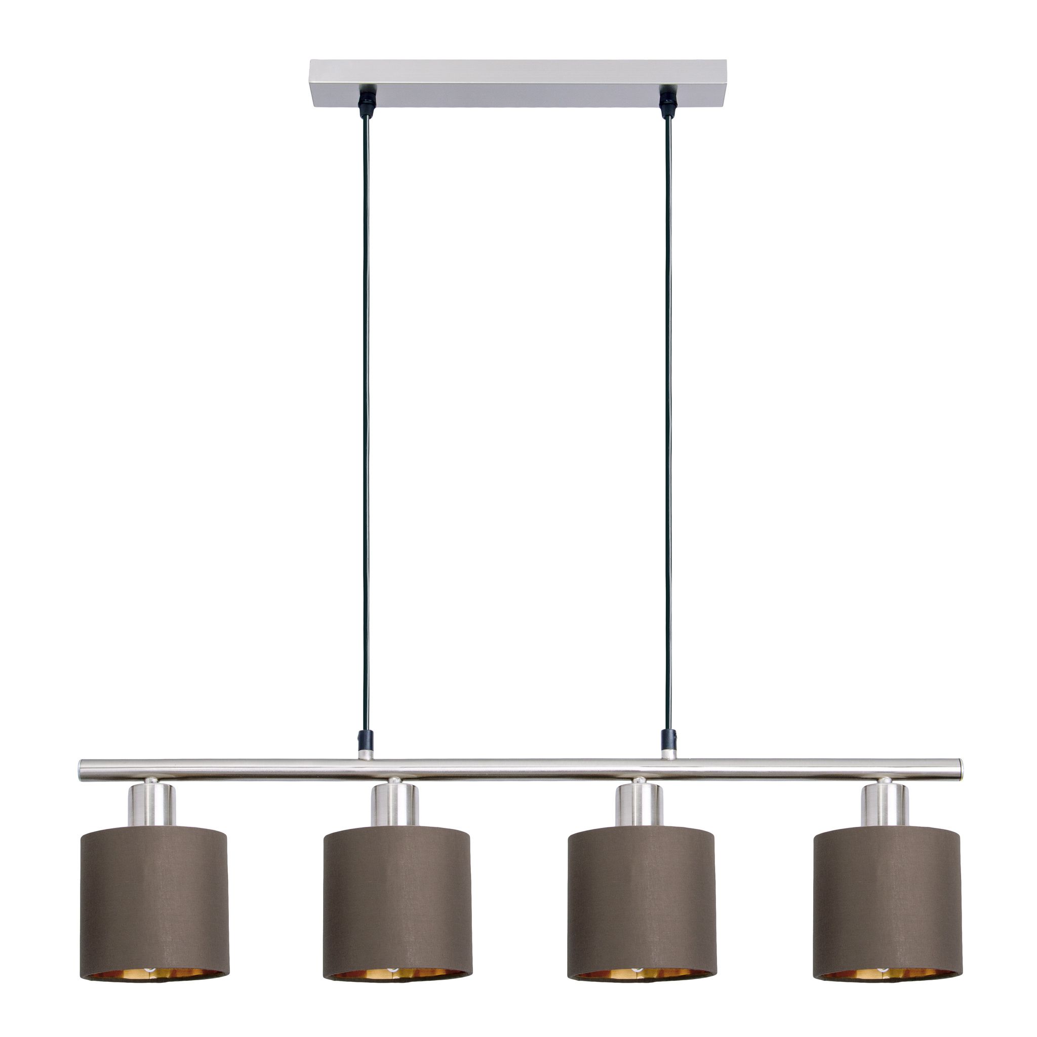 Esstischleuchte MARON G - E14, max. 4x40W, IP20, nickel + braun + gold, nicht dim., exkl. Leuchtm., L=724mm, B=120mm, H=1400mm