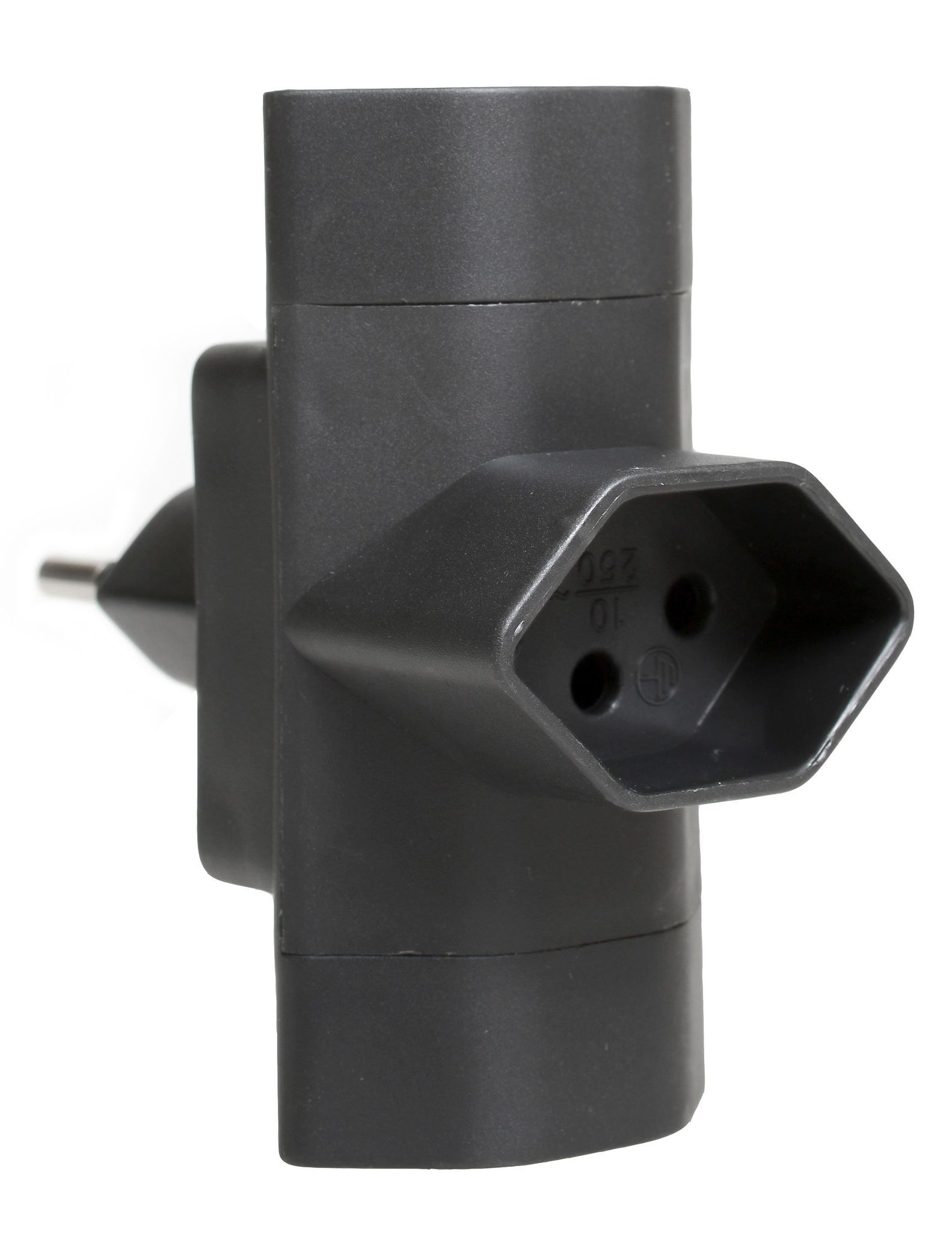 Abzweigstecker 3xT13, schwarz - 3xT13 vertikal, Stecker T12, inkl. Kinderschutz