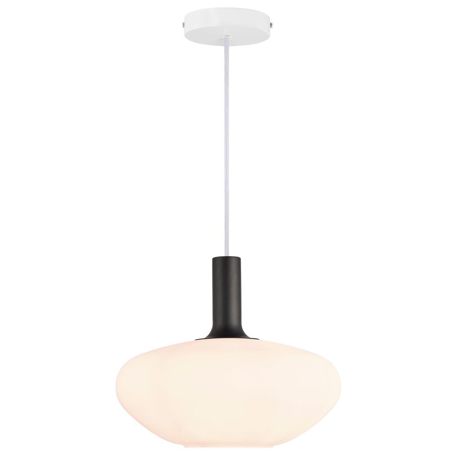 Alton 35 Pendelleuchte - E27 60W schwarz / Opalweiss glas 35cm Durchmesser