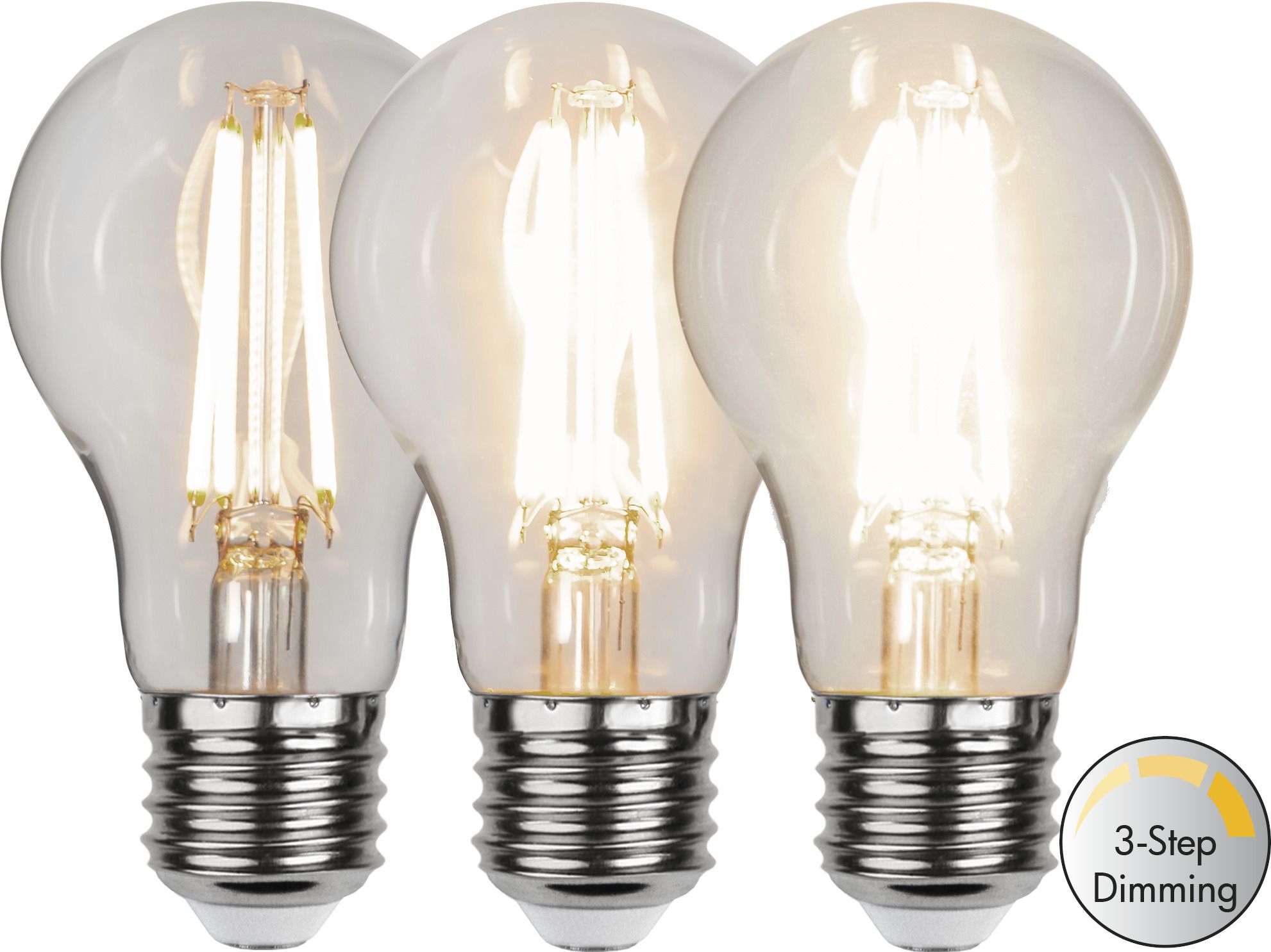 LED Leuchtmittel E27 A60 Klar 3-step - E27, 800Lm, 3000K, 6.5W, 220-240VAC
